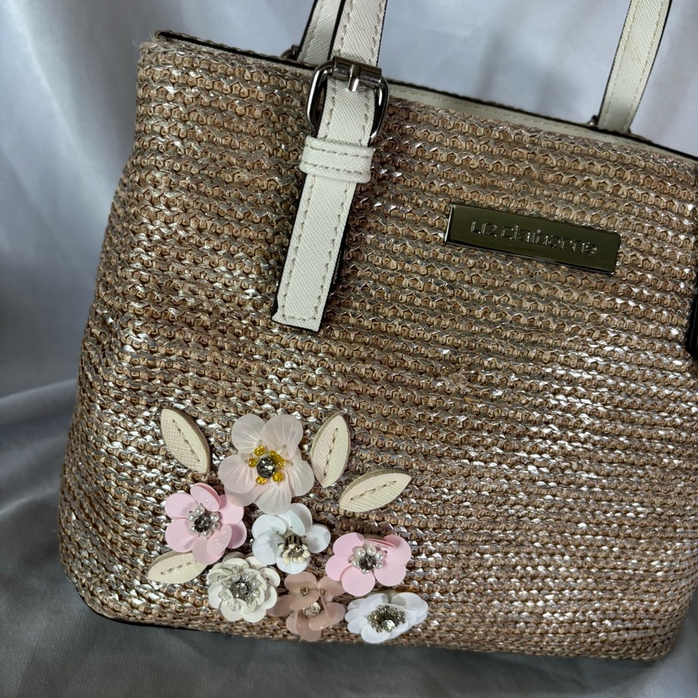 Vintage Liz Claiborne Floral Woven Handbag Shoulder Bag Purse Boho Cottage 90s